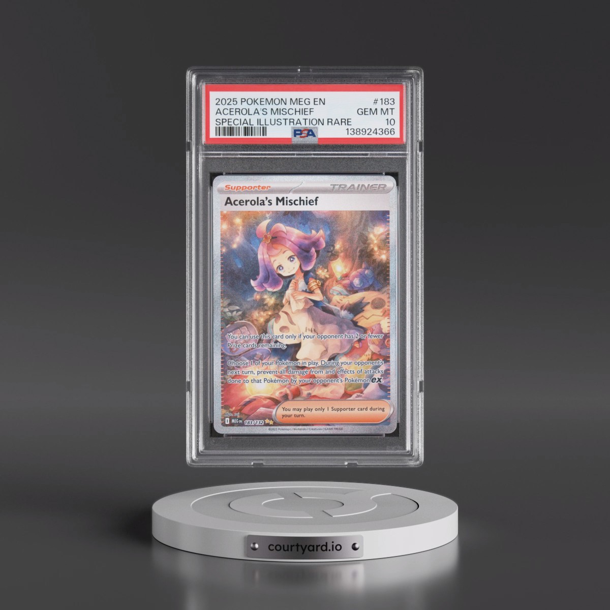 2025 Pokémon Meg EN-Mega Evolution #183 Acerola's Mischief - Special Illustration Rare (PSA 10 GEM MINT)