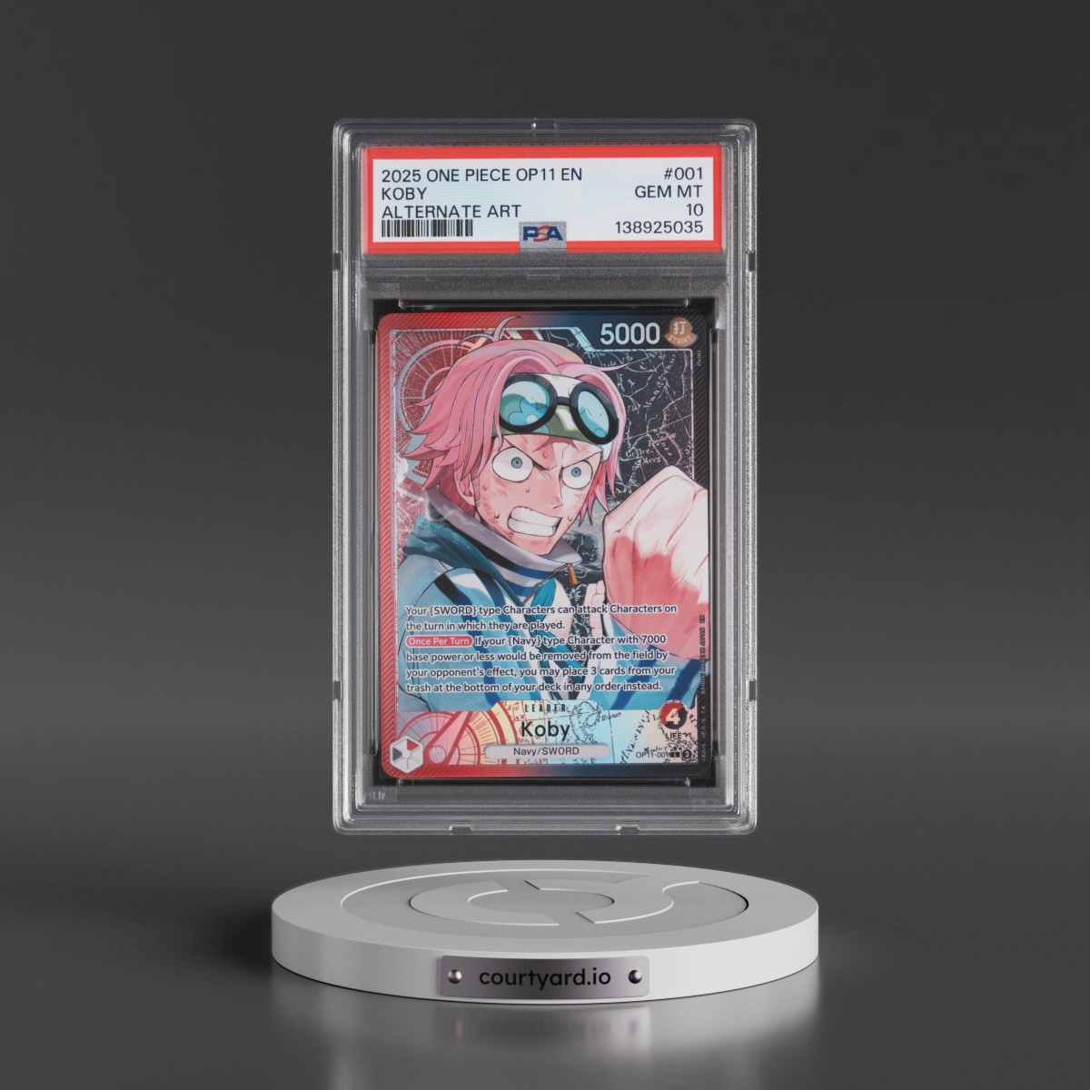2025 One Piece OP11-A Fist of Divine Speed #001 Koby - Alternate Art (PSA 10 GEM MINT)
