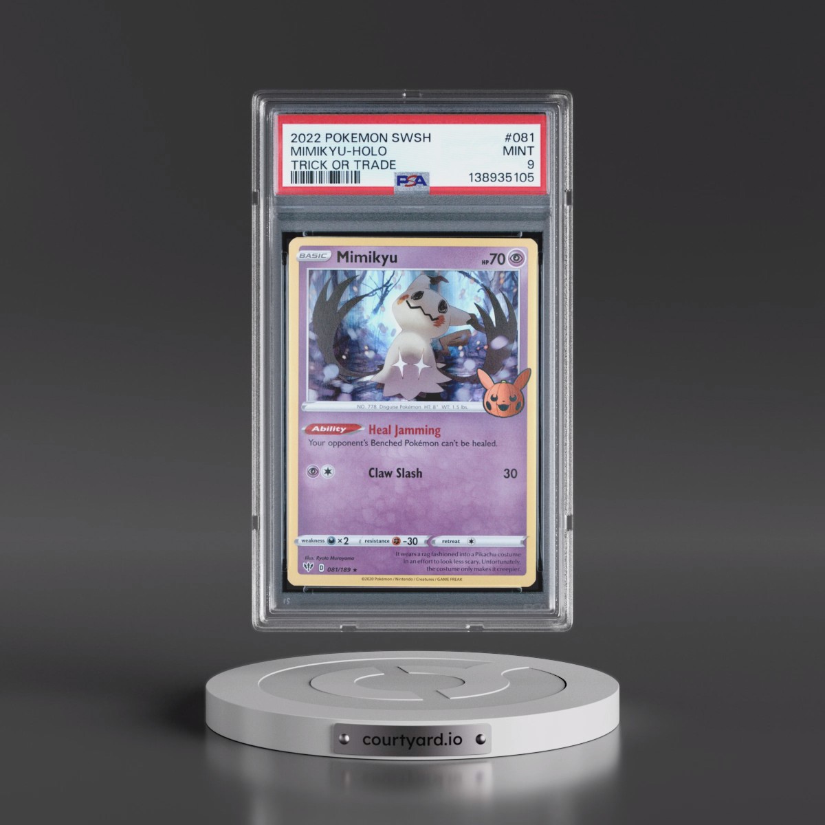 2020 Pokémon Sword & Shield Darkness Ablaze #081 Mimikyu - Holo Trick or Trade 2022 (PSA 9 MINT)