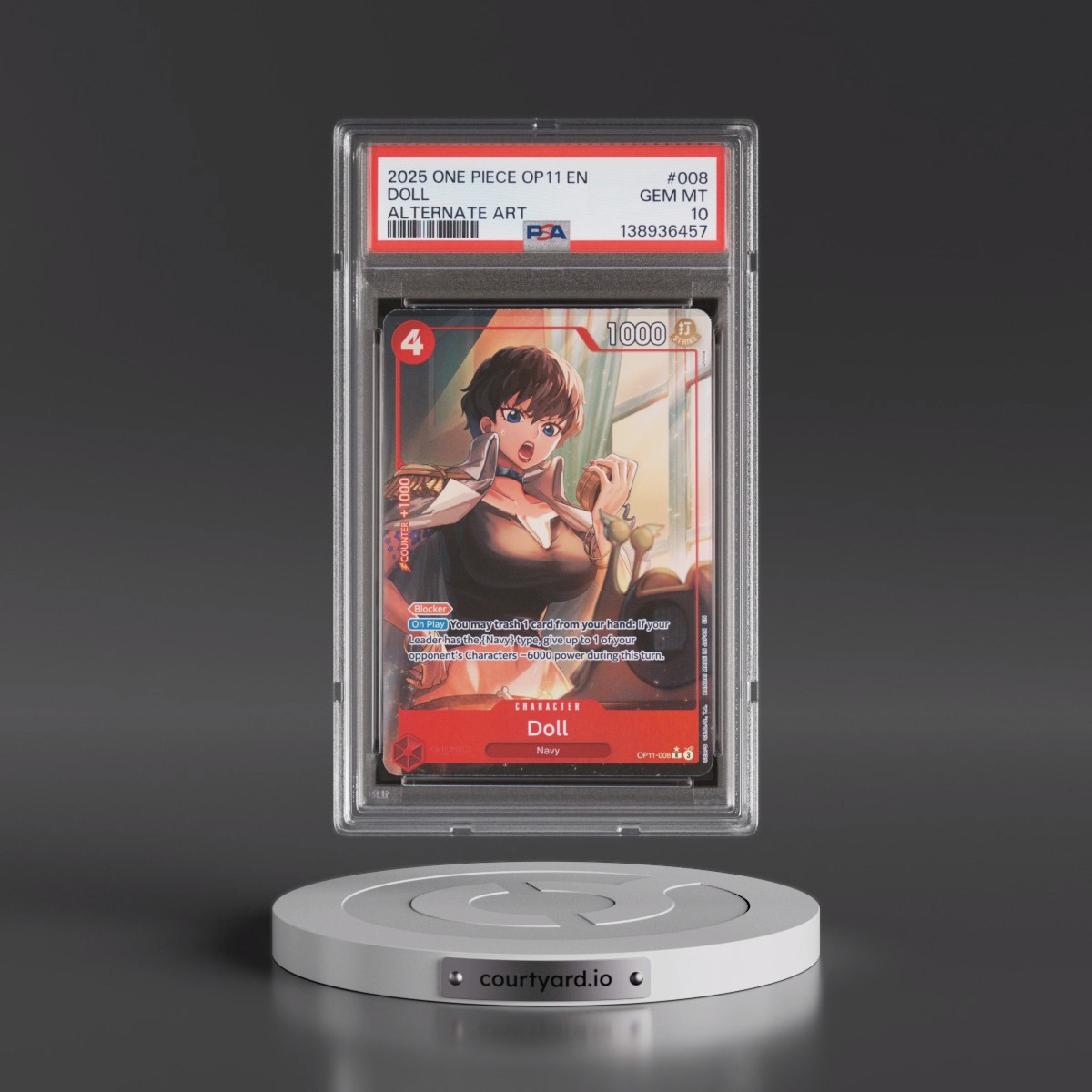 2025 One Piece OP11-A Fist of Divine Speed #008 Doll - Alternate Art (PSA 10 GEM MINT)