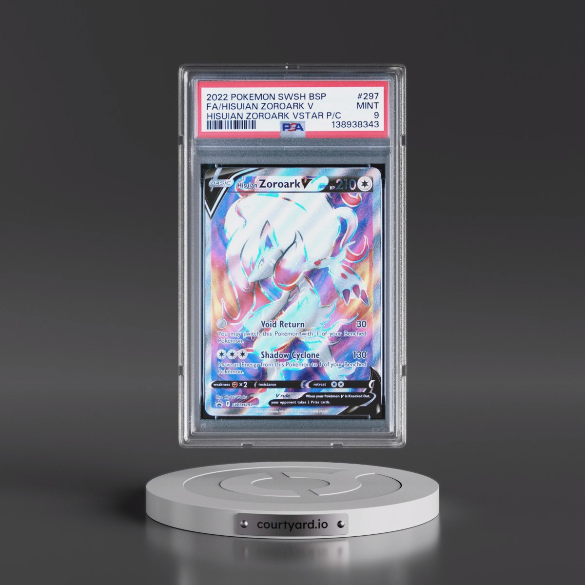2022 Pokémon Swsh Black Star Promo #297 Hisuian Zoroark V - Holo Full Art Hisuian Zoroark Vstar Premium Collection (PSA 9 MINT)