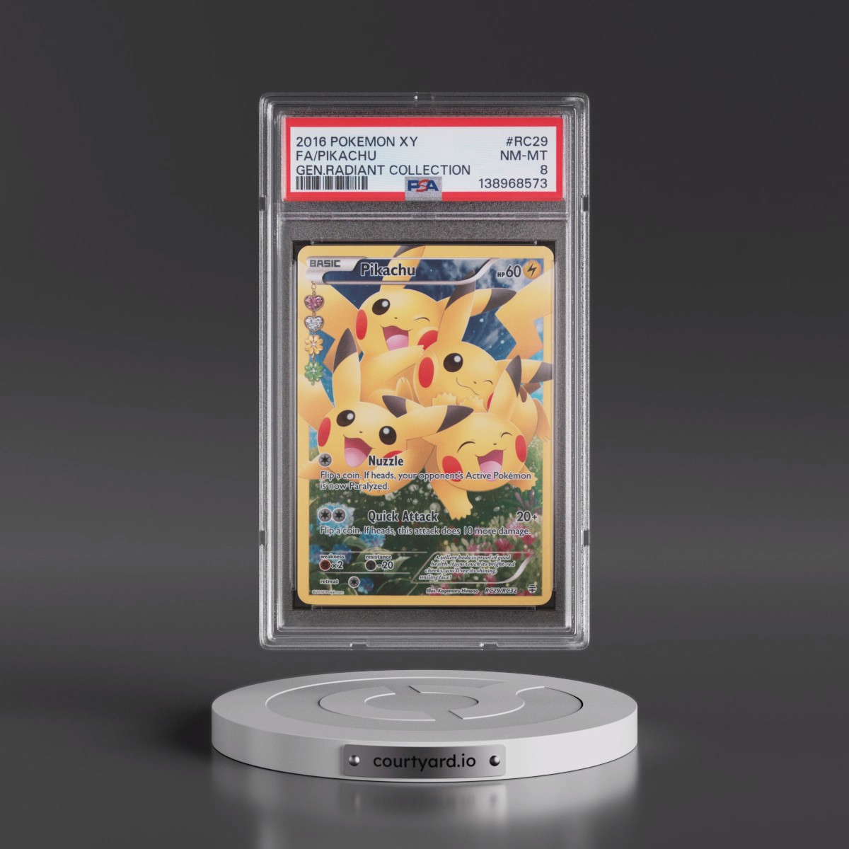 2016 Pokémon XY Generations Radiant Collection #RC29 Pikachu - Full Art (PSA 8 NM-MT)