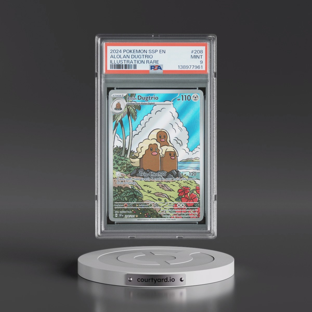 2024 Pokémon Ssp EN-Surging Sparks #208 Alolan Dugtrio - Illustration Rare (PSA 9 MINT)