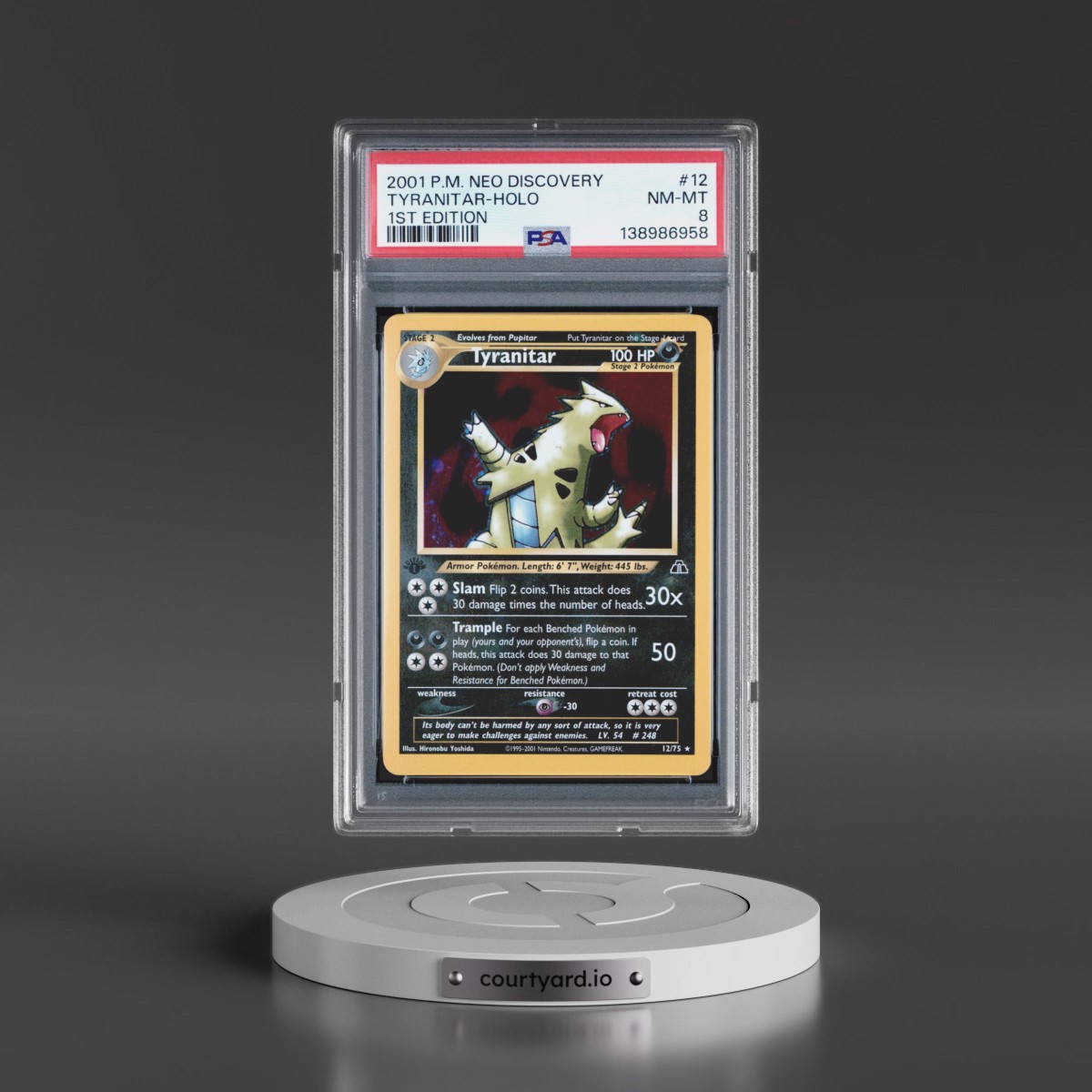 2001 Pokémon Neo Discovery #12 Tyranitar - 1st Edition Holo (PSA 8 NM-MT)