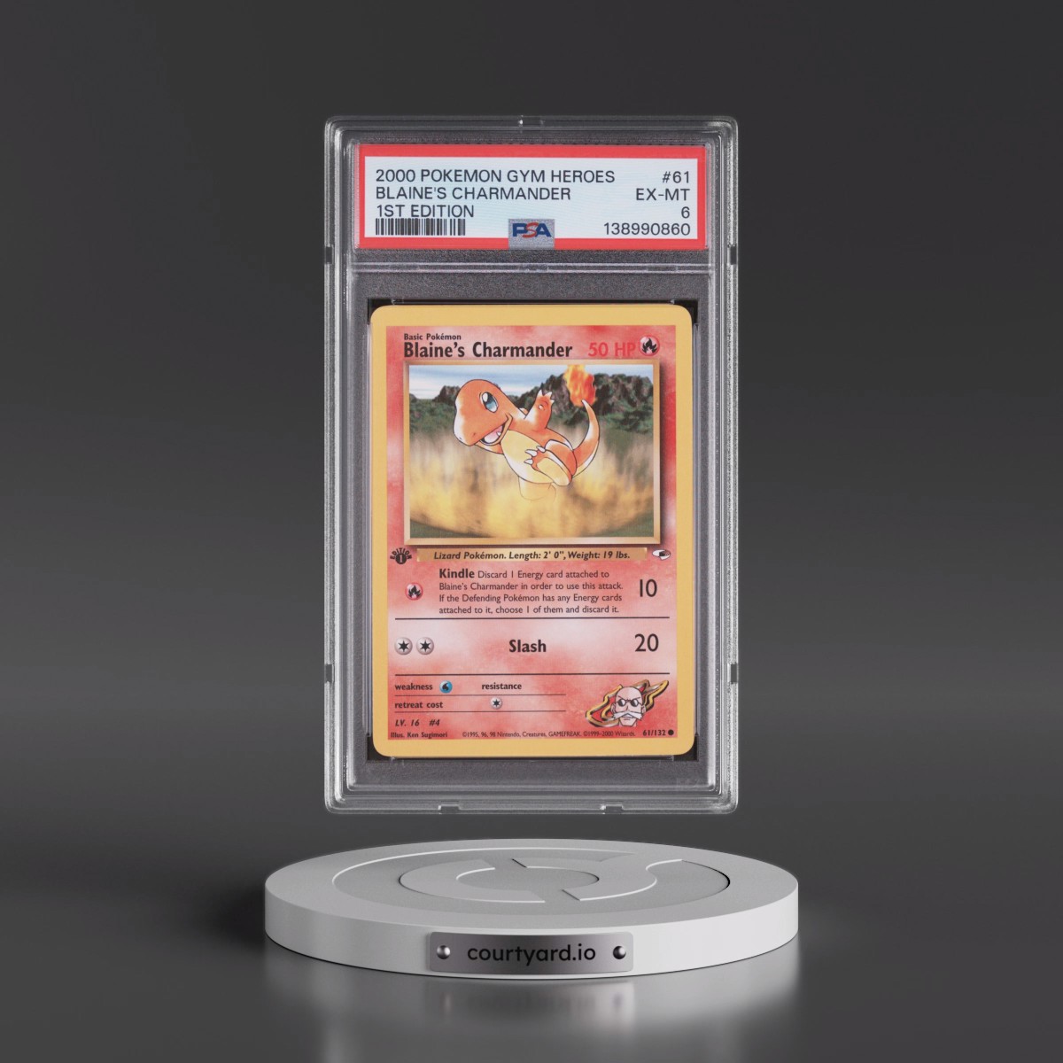 2000 Pokémon Gym Heroes #61 Blaine's Charmander - 1st Edition (PSA 6 EX-MT)