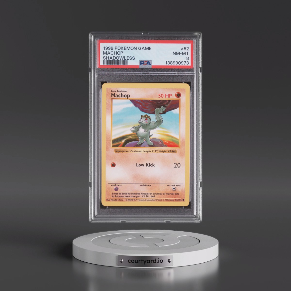 1999 Pokémon Game #52 Machop - Shadowless (PSA 8 NM-MT)