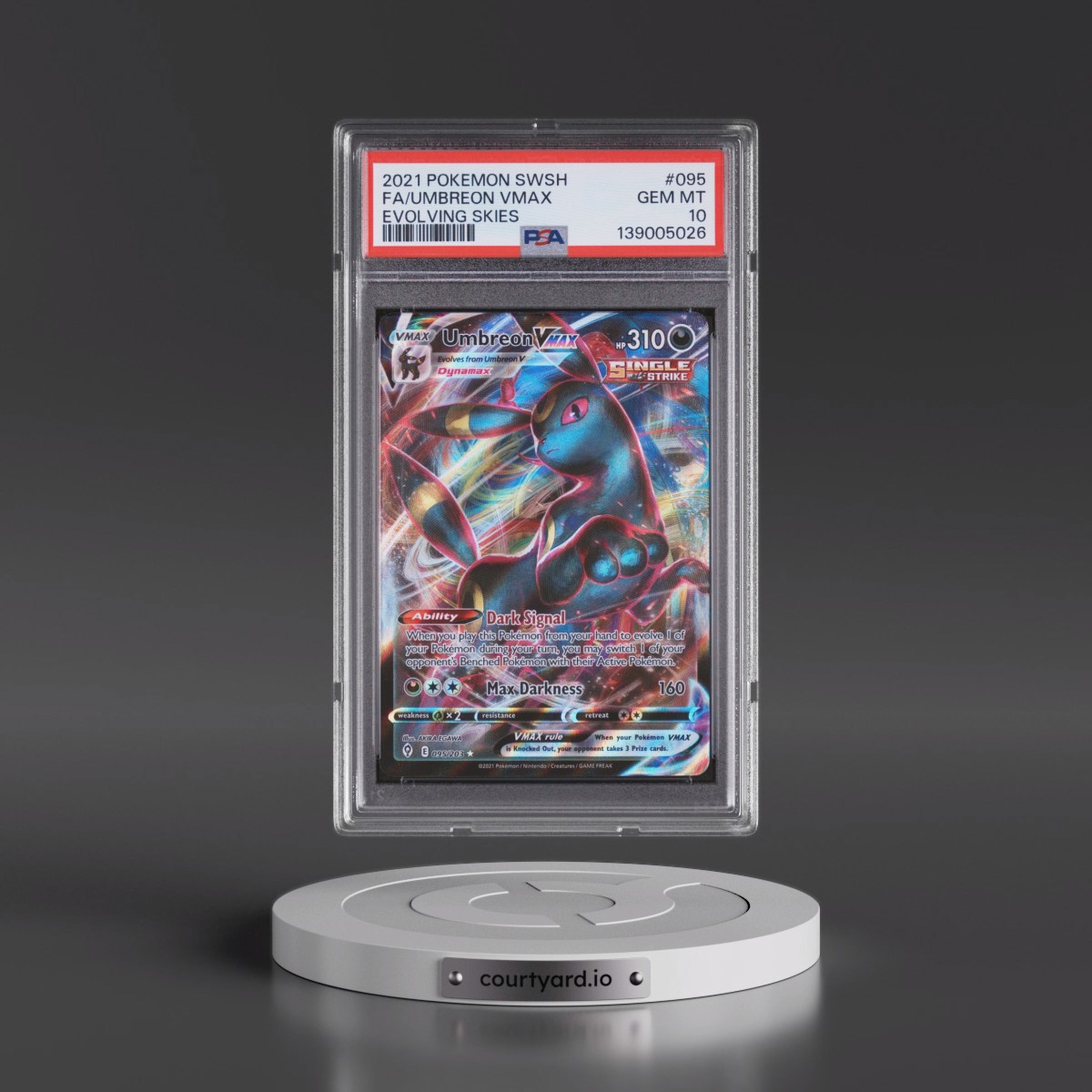 2021 Pokémon Sword & Shield Evolving Skies #095 Umbreon Vmax - Full Art (PSA 10 GEM MINT)