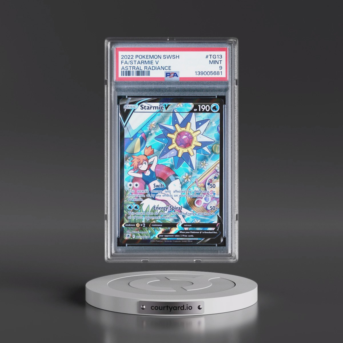 2022 Pokémon Sword & Shield Astral Radiance #TG13 Starmie V - Holo Full Art (PSA 9 MINT)
