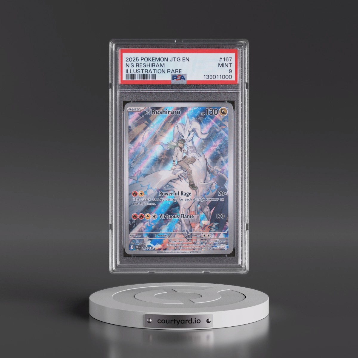 2025 Pokémon Jtg EN-Journey Together #167 N's Reshiram - Illustration Rare (PSA 9 MINT)