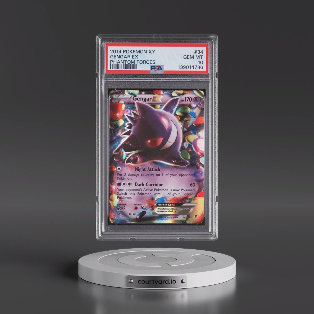 2014 Pokémon XY Phantom Forces #34 Gengar EX - Holo (PSA 10 GEM MINT)