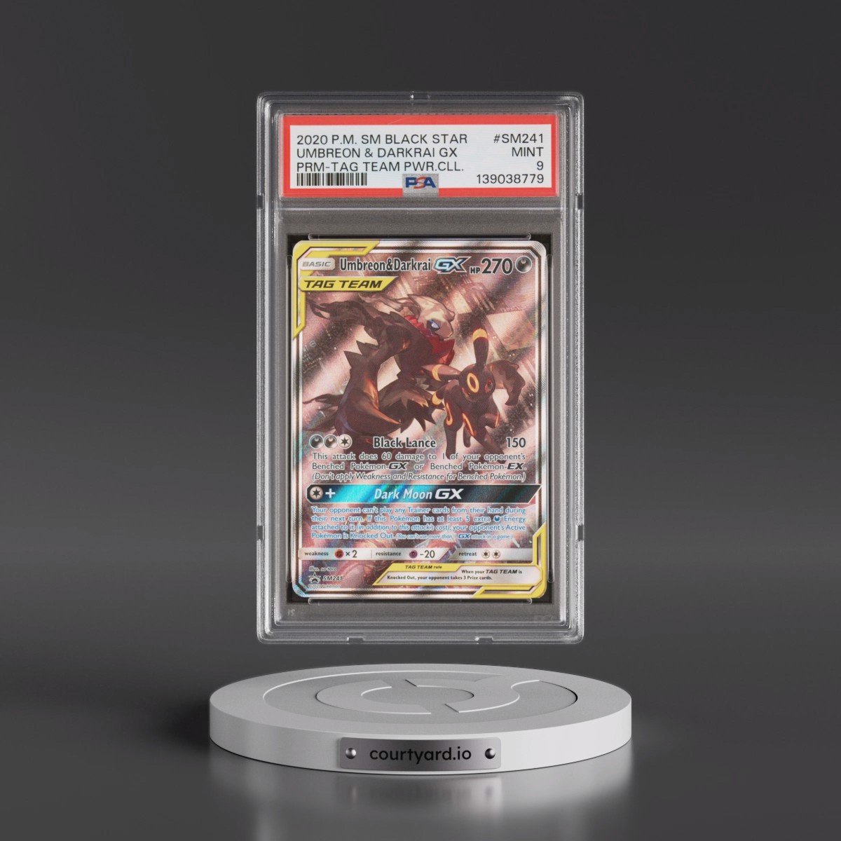2020 Pokémon SM Black Star Promo #SM241 Umbreon & Darkrai GX - Holo Tag Team Powers Collection (PSA 9 MINT)