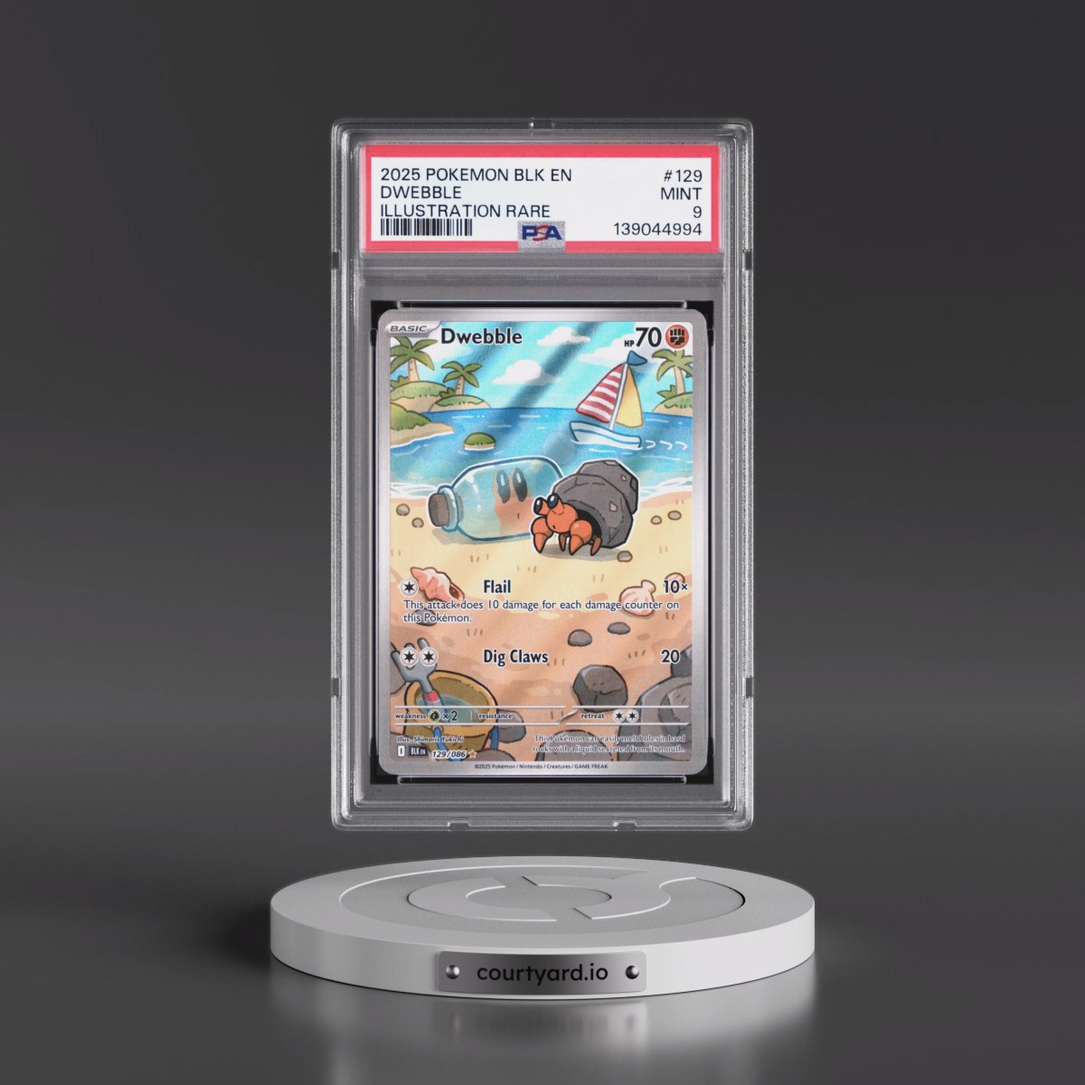 2025 Pokémon Blk EN-Black Bolt #129 Dwebble - Illustration Rare (PSA 9 MINT)