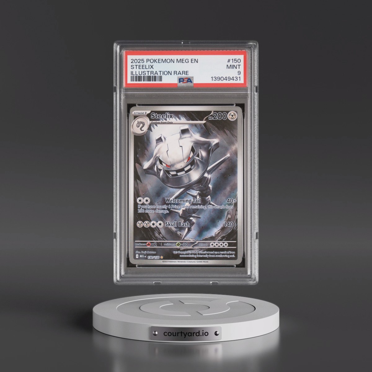 2025 Pokémon Meg EN-Mega Evolution #150 Steelix - Illustration Rare (PSA 9 MINT)