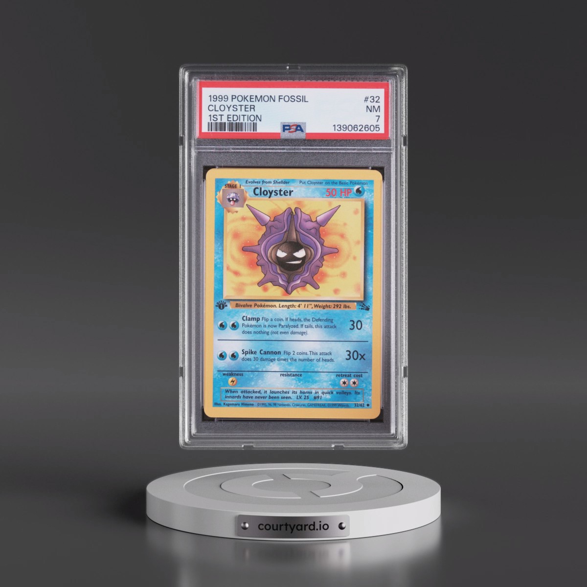 1999 Pokémon Fossil #32 Cloyster - 1st Edition (PSA 7 NM)