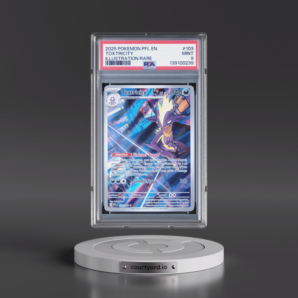 2025 Pokémon Pfl EN-Phantasmal Flames #103 Toxtricity - Illustration Rare (PSA 9 MINT)