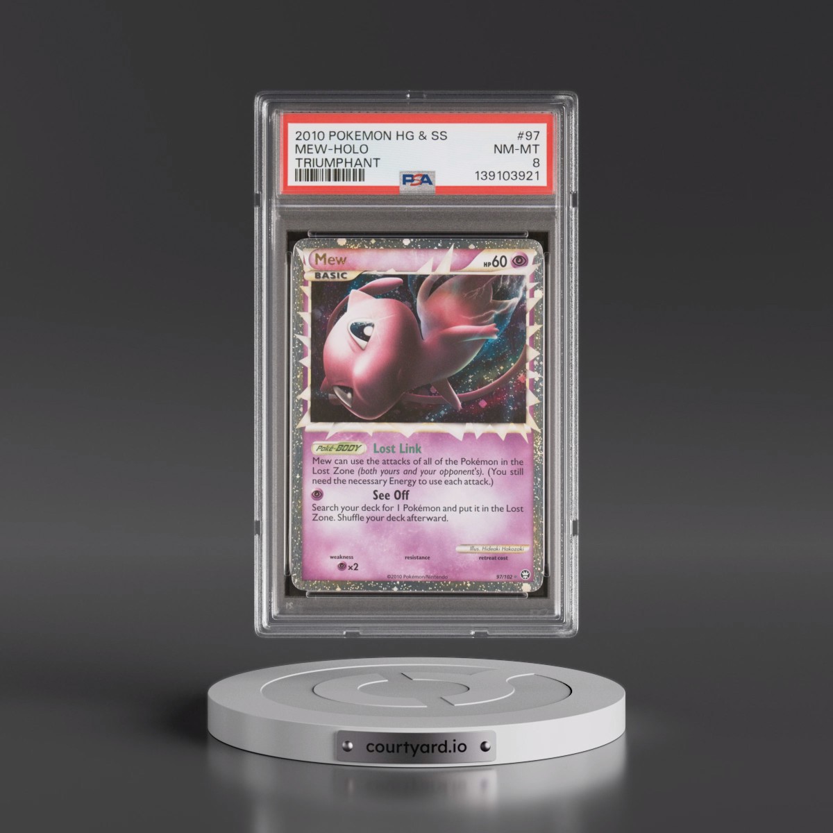 2010 Pokémon Heartgold & Soulsilver Triumphant #97 Mew - Holo (PSA 8 NM-MT)