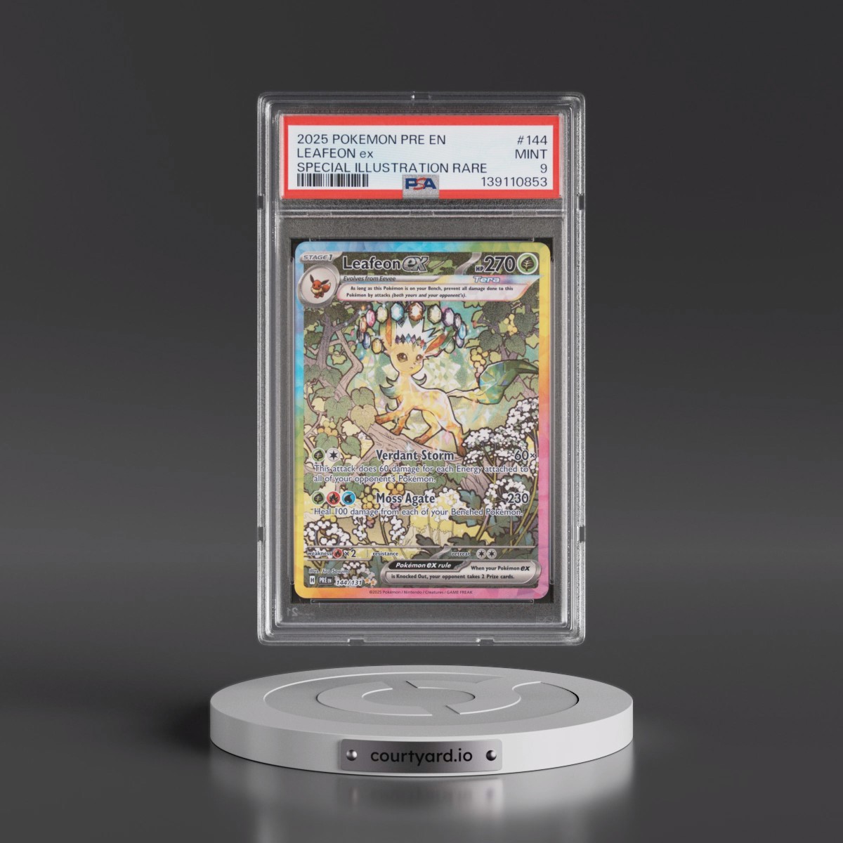 2025 Pokémon Pre EN-Prismatic Evolutions #144 Leafeon EX - Holo Special Illustration Rare (PSA 9 MINT)