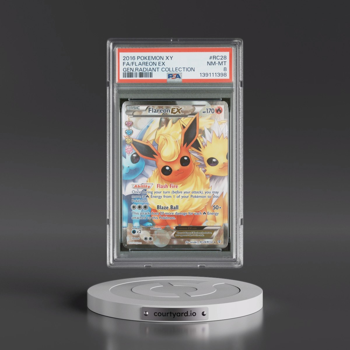 2016 Pokémon XY Generations Radiant Collection #RC28 Flareon EX - Holo Full Art (PSA 8 NM-MT)
