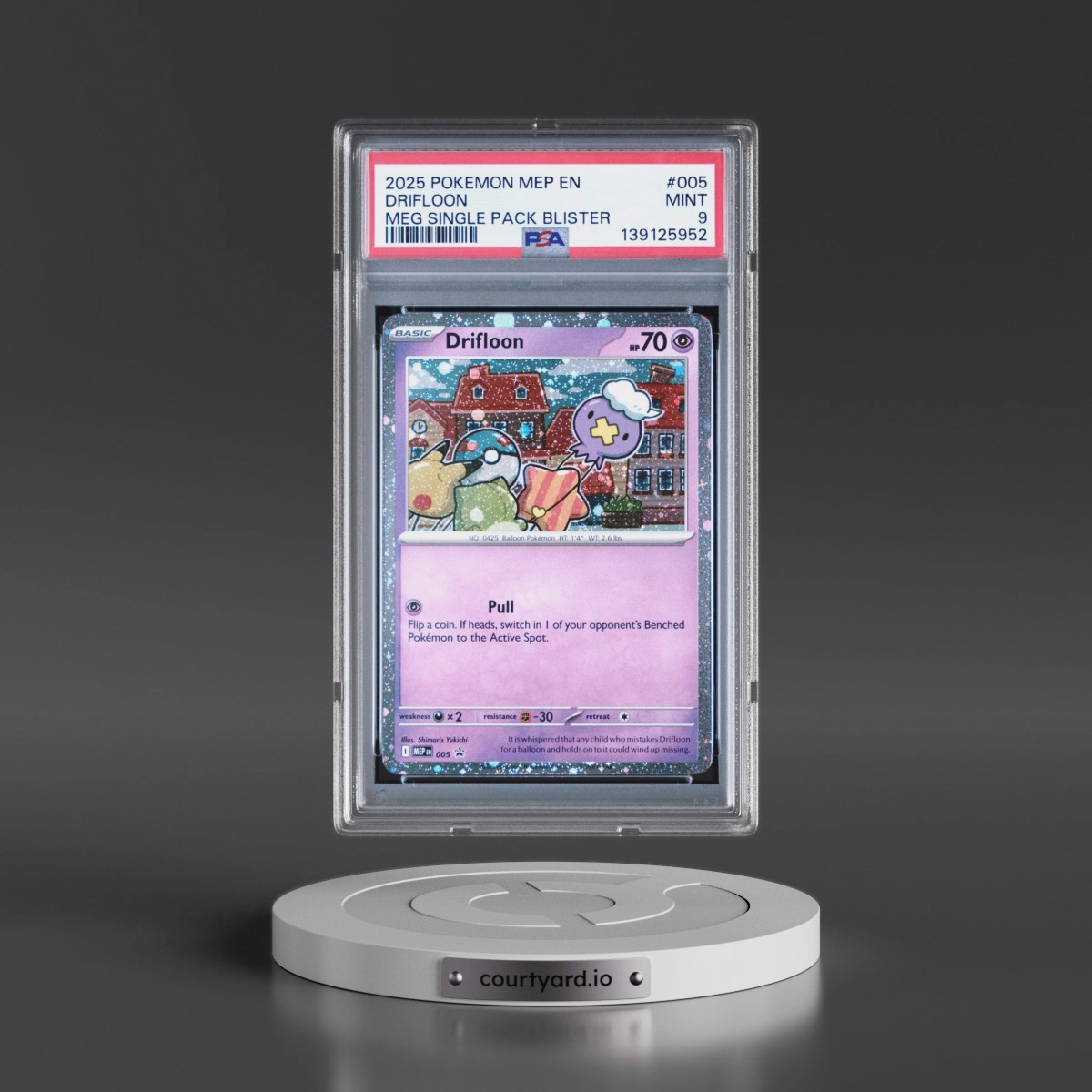 2025 Pokémon Mep EN-Me Black Star Promo #005 Drifloon - Mega Evolution Single Pack Blister (PSA 9 MINT)
