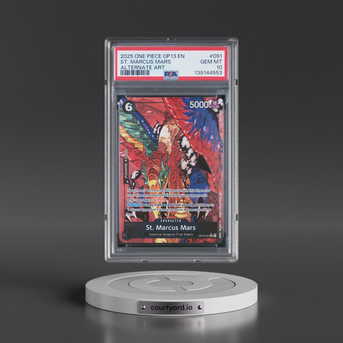 2025 One Piece OP13-Carrying on His Will #091 St. Marcus Mars - Alternate Art (PSA 10 GEM MINT)