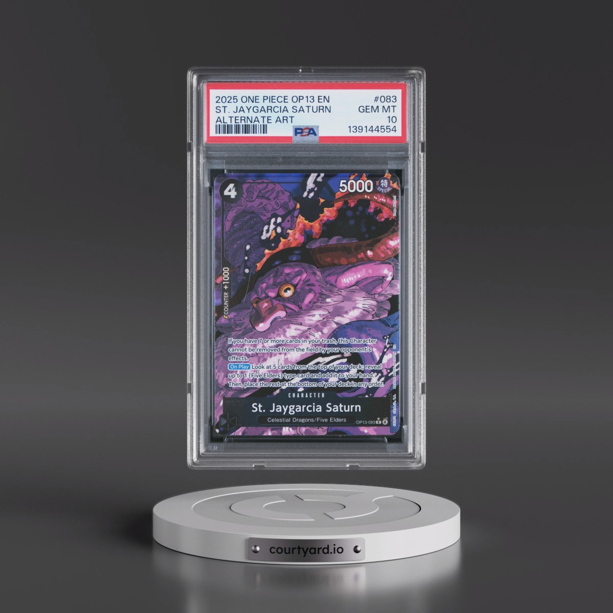 2025 One Piece OP13-Carrying on His Will #083 St. Jaygarcia Saturn - Alternate Art (PSA 10 GEM MINT)