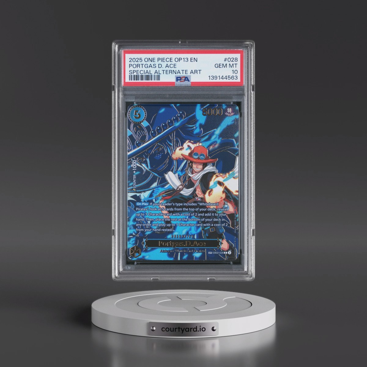 2025 One Piece OP13-Carrying on His Will #028 Portgas D. Ace - Special Alternate Art (PSA 10 GEM MINT)