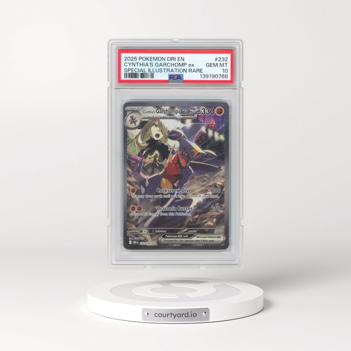 2025 Pokémon Dri EN-Destined Rivals #232 Cynthia's Garchomp EX - Holo Special Illustration Rare (PSA 10 GEM MINT)