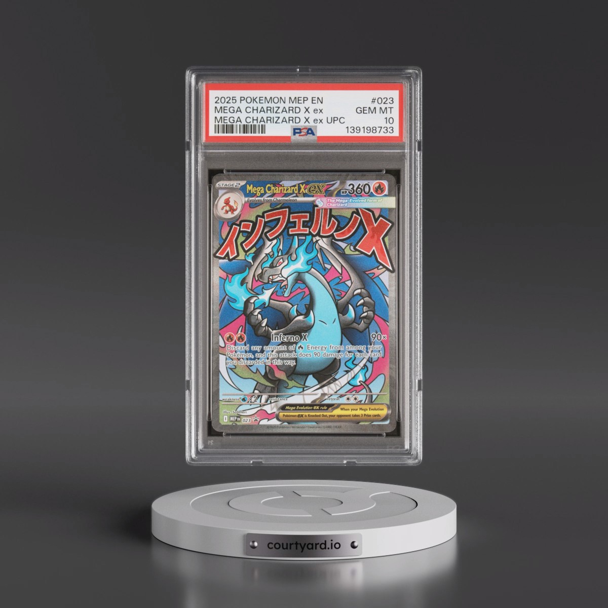 2025 Pokémon Mep EN-Me Black Star Promo #023 Mega Charizard X EX - Holo Mega Charizard X EX Ultra-Premium Collection (PSA 10 GEM MINT)