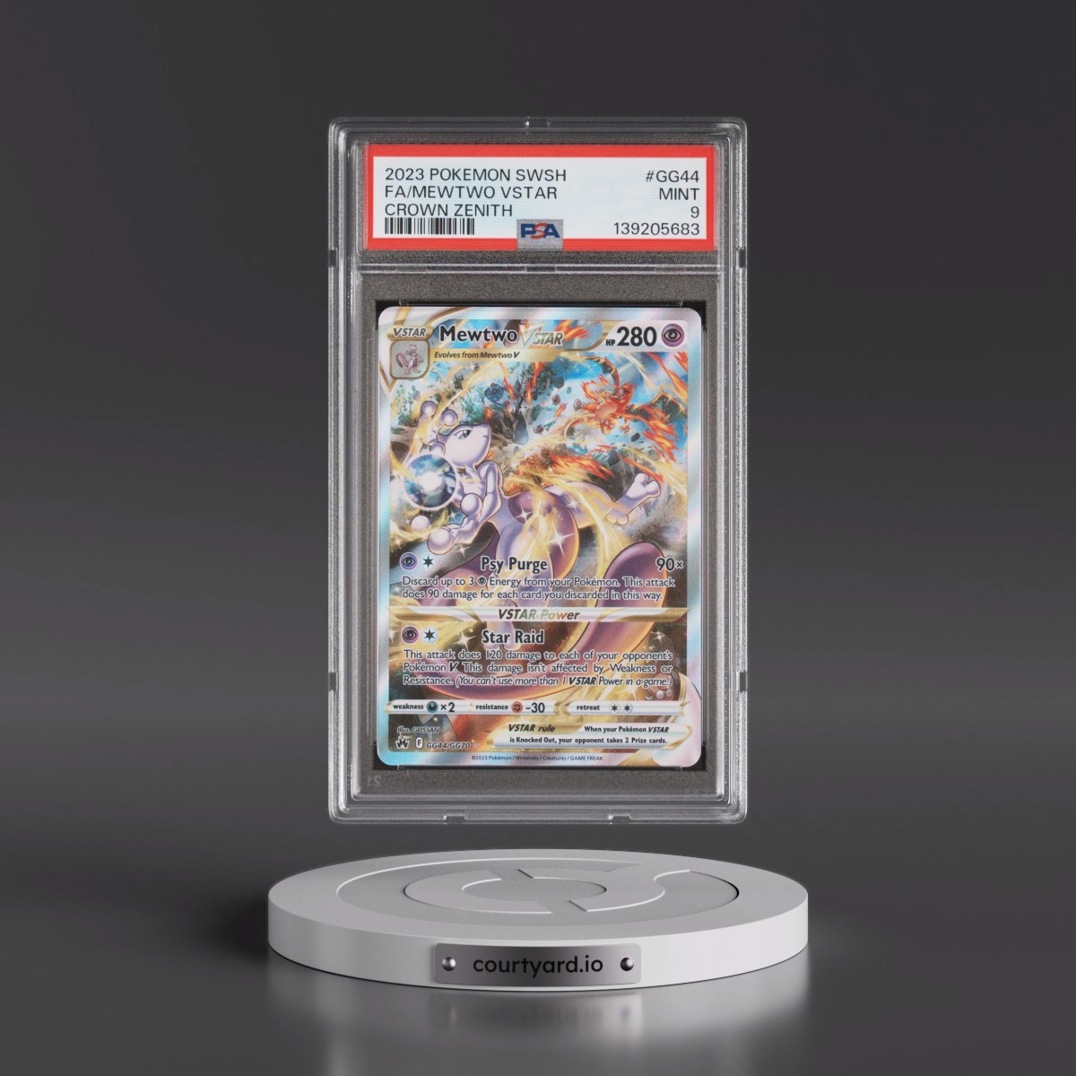 2023 Pokémon Sword and Shield Crown Zenith #GG44 Mewtwo Vstar - Full Art (PSA 9 MINT)