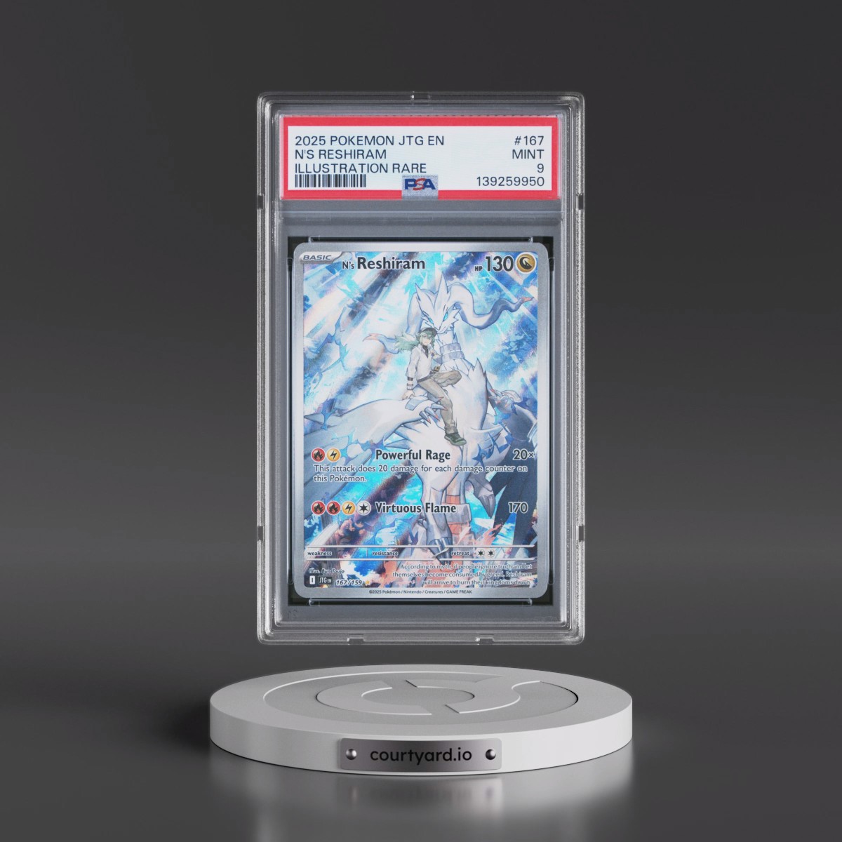 2025 Pokémon Jtg EN-Journey Together #167 N's Reshiram - Illustration Rare (PSA 9 MINT)