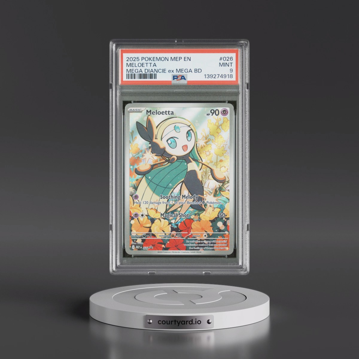 2025 Pokémon Mep EN-Me Black Star Promo #026 Meloetta - Mega Diancie EX Mega Battle Deck (PSA 9 MINT)