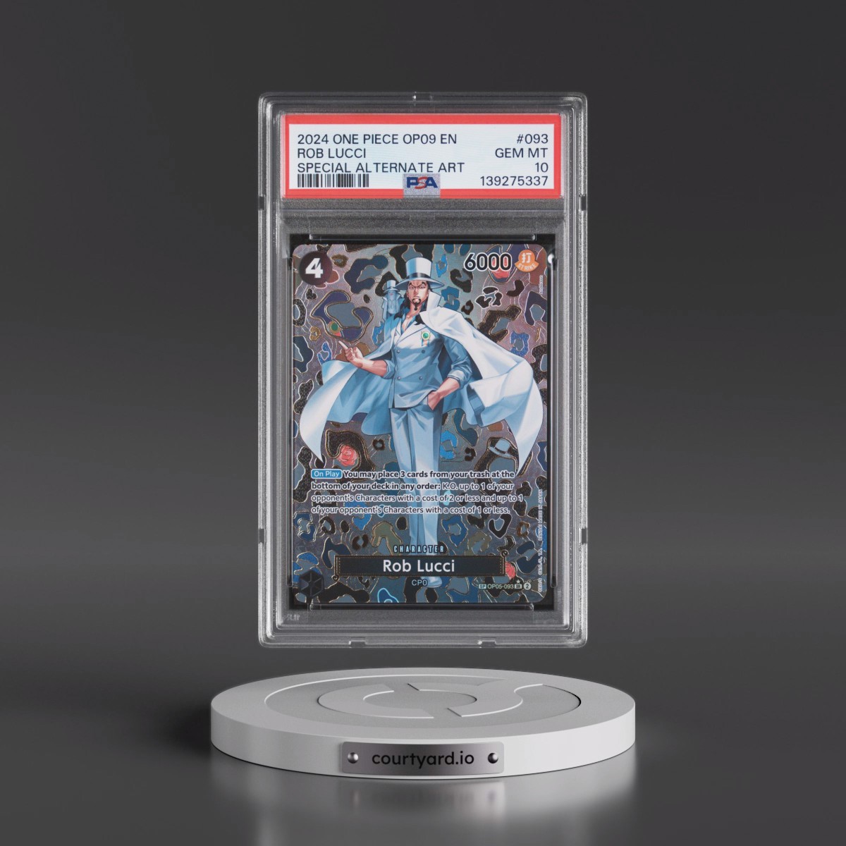 2024 One Piece OP09-Emperors in the New World #093 Rob Lucci - Special Alternate Art (PSA 10 GEM MINT)