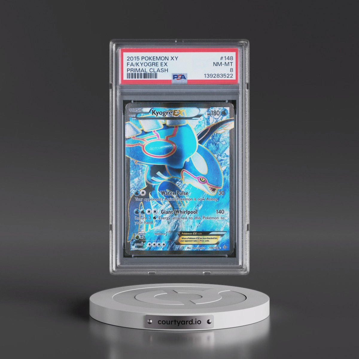 2015 Pokémon XY Primal Clash #148 Kyogre EX - Holo Full Art (PSA 8 NM-MT)