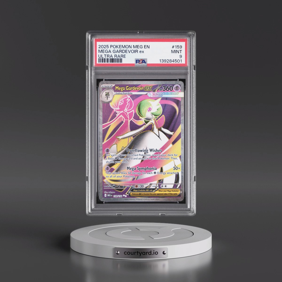 2025 Pokémon Meg EN-Mega Evolution #159 Mega Gardevoir EX - Holo Ultra Rare (PSA 9 MINT)