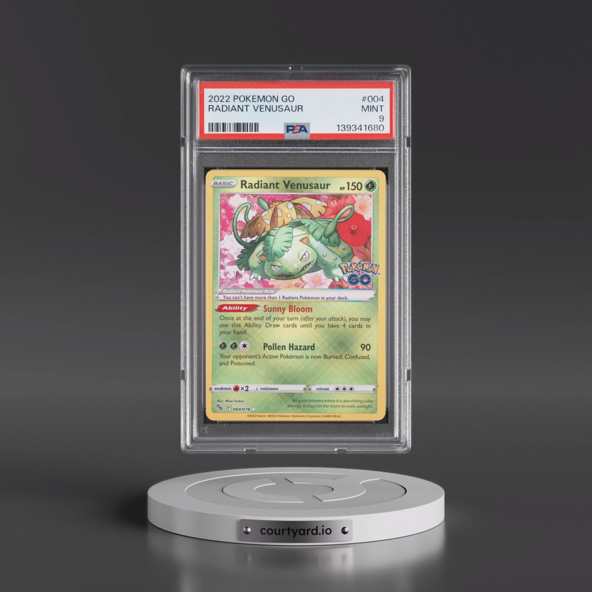 2022 Pokémon Go #004 Radiant Venusaur - Holo (PSA 9 MINT)
