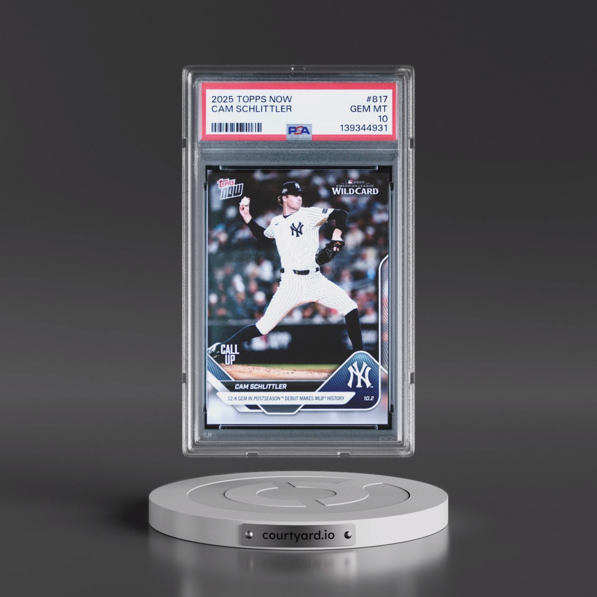 2025 Topps Now #817 Cam Schlittler (PSA 10 GEM MINT)