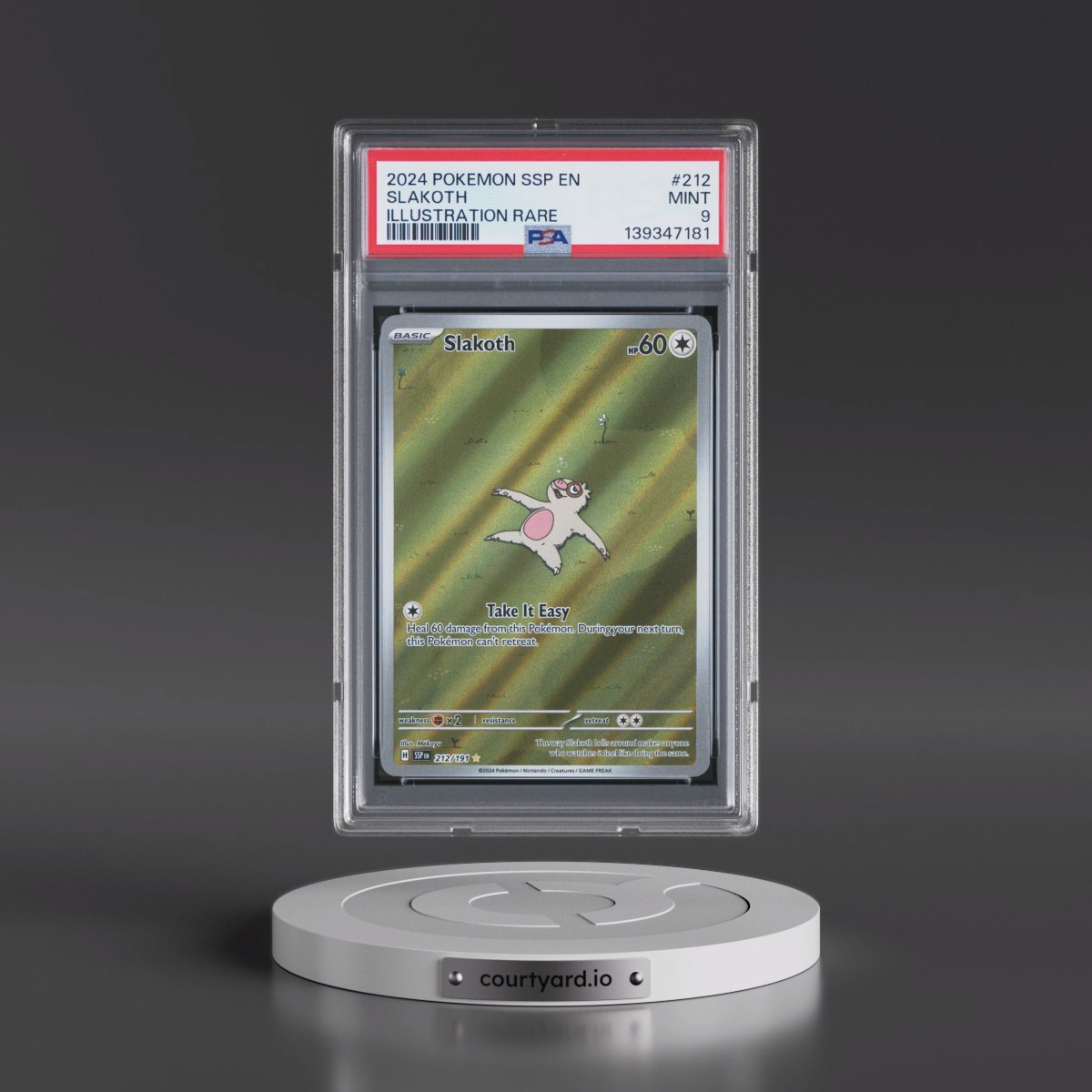 2024 Pokémon Ssp EN-Surging Sparks #212 Slakoth - Illustration Rare (PSA 9 MINT)