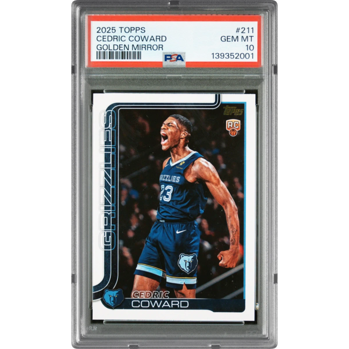 2025 Topps #211 Cedric Coward - Golden Mirror, PSA 10