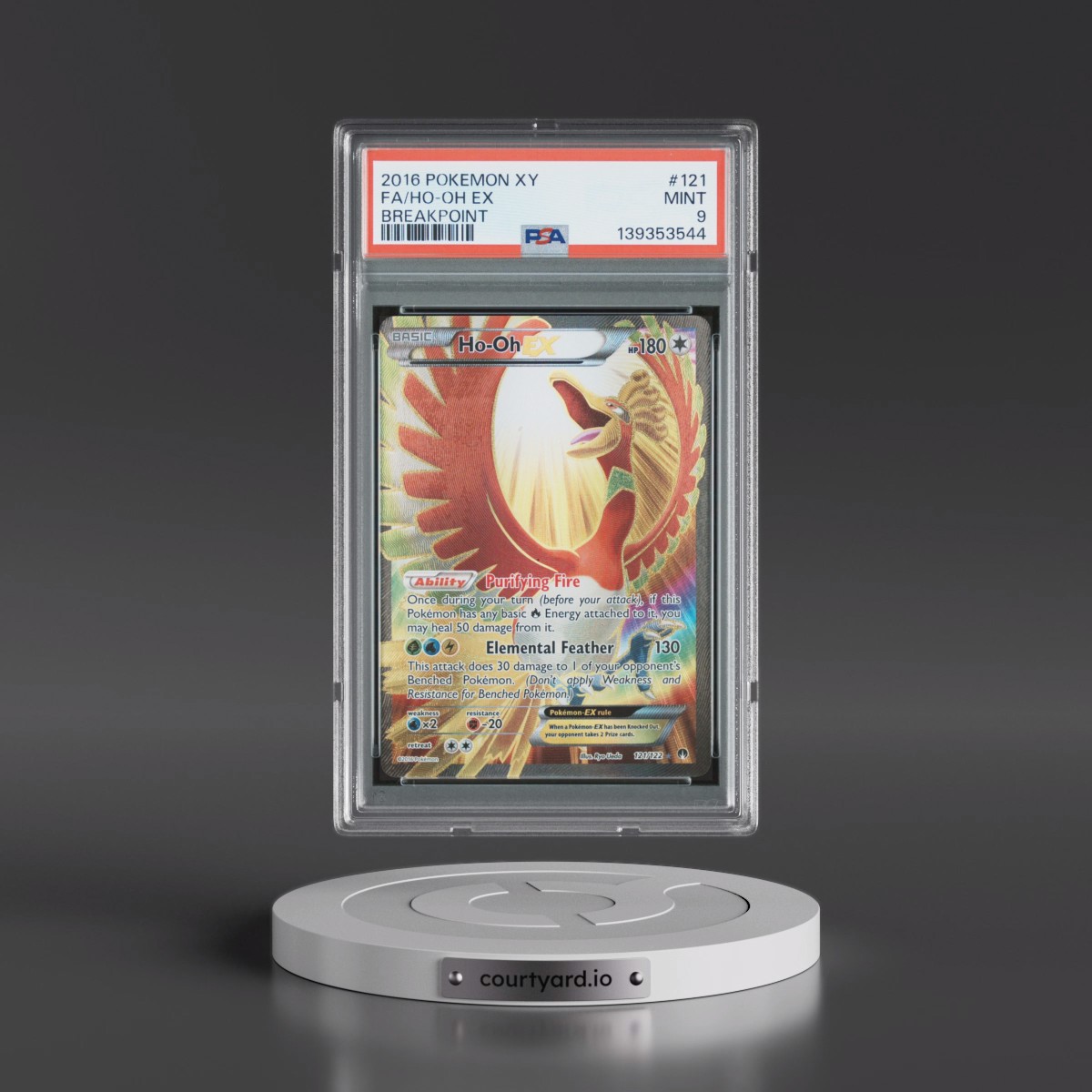2016 Pokémon XY Breakpoint #121 HO-Oh EX - Holo Full Art (PSA 9 MINT)