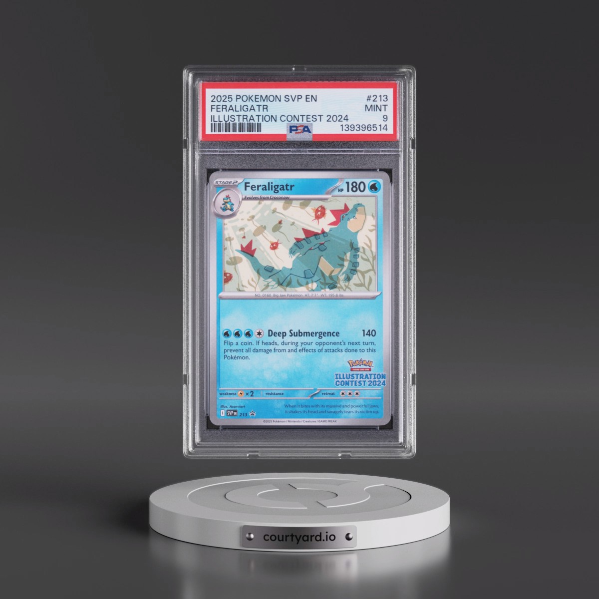 2025 Pokémon Svp EN-SV Black Star Promo #213 Feraligatr - Illustration Contest 2024 (PSA 9 MINT)