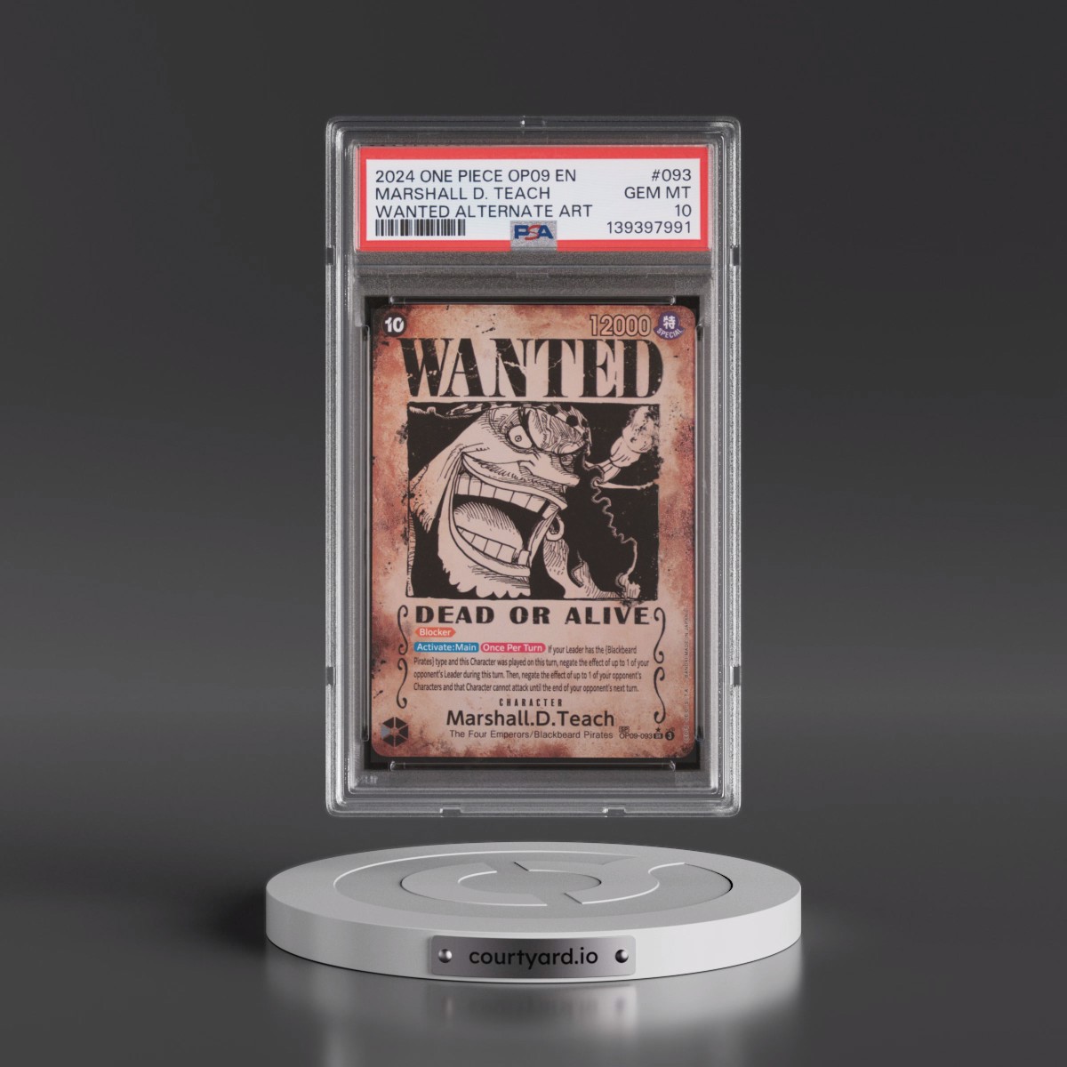 2024 One Piece OP09-Emperors in the New World #093 Marshall D. Teach - Wanted Alternate Art (PSA 10 GEM MINT)