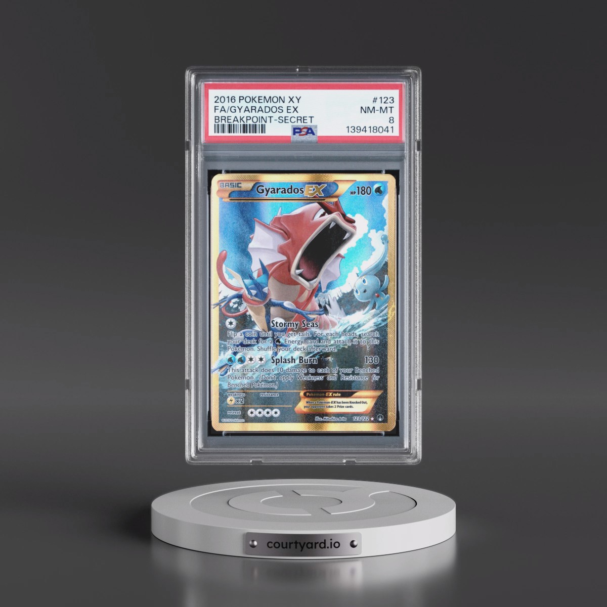 2016 Pokémon XY Breakpoint #123 Gyarados EX - Holo Full Art Secret (PSA 8 NM-MT)