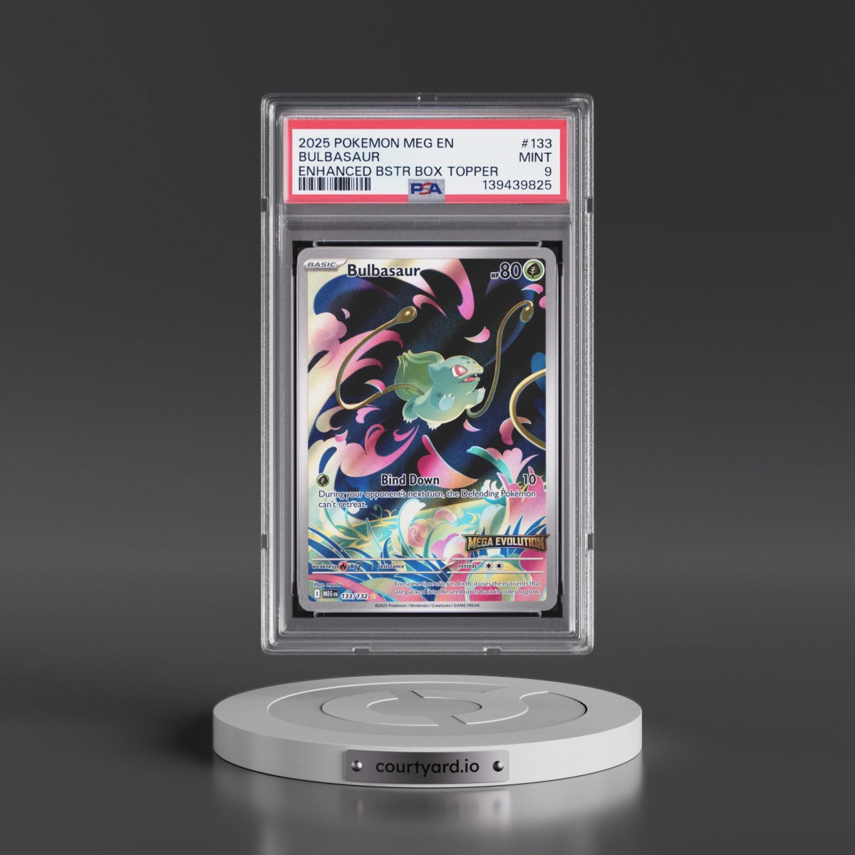 2025 Pokémon Meg EN-Mega Evolution #133 Bulbasaur - Enhanced Booster Box Topper (PSA 9 MINT)