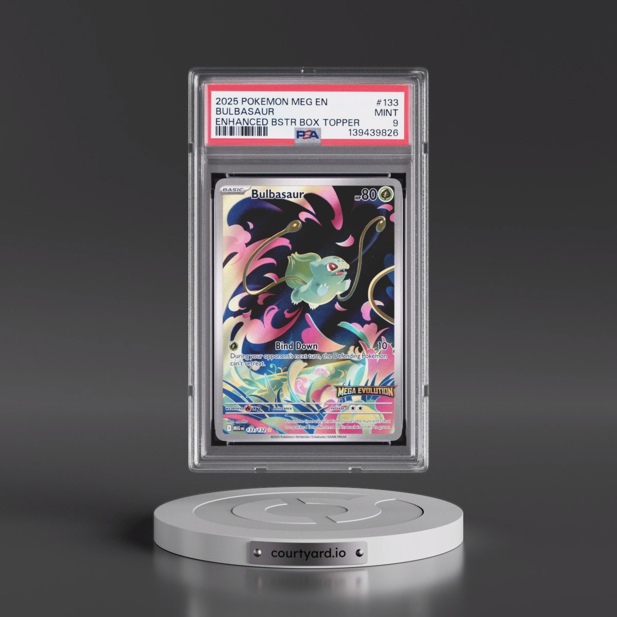 2025 Pokémon Meg EN-Mega Evolution #133 Bulbasaur - Enhanced Booster Box Topper (PSA 9 MINT)