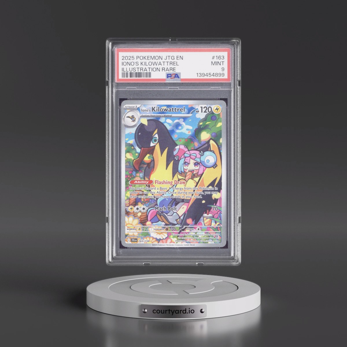 2025 Pokémon Jtg EN-Journey Together #163 Iono's Kilowattrel - Illustration Rare (PSA 9 MINT)