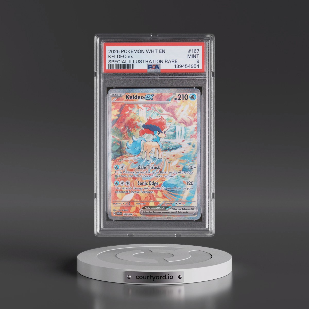 2025 Pokémon Wht EN-White Flare #167 Keldeo EX - Holo Special Illustration Rare (PSA 9 MINT)