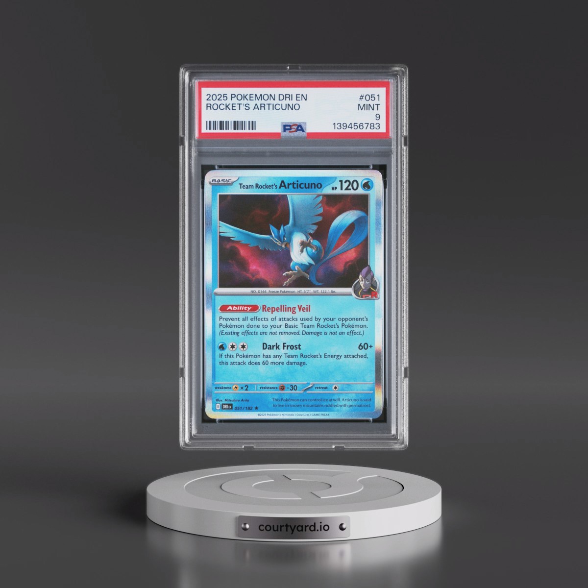 2025 Pokémon Dri EN-Destined Rivals #051 Team Rocket's Articuno (PSA 9 MINT)