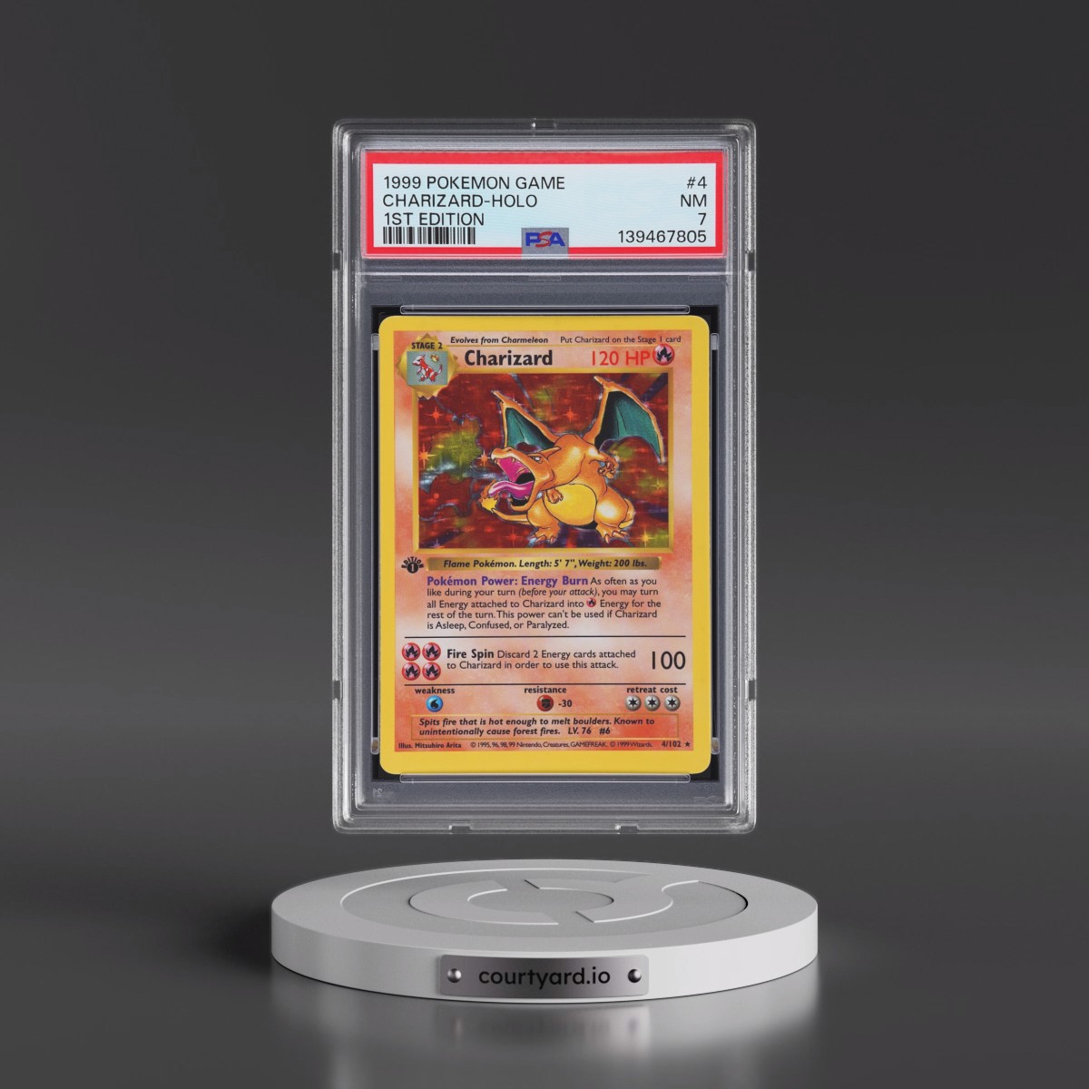 1999 Pokémon Game #4 Charizard - 1st Edition Holo (PSA 7 NM)