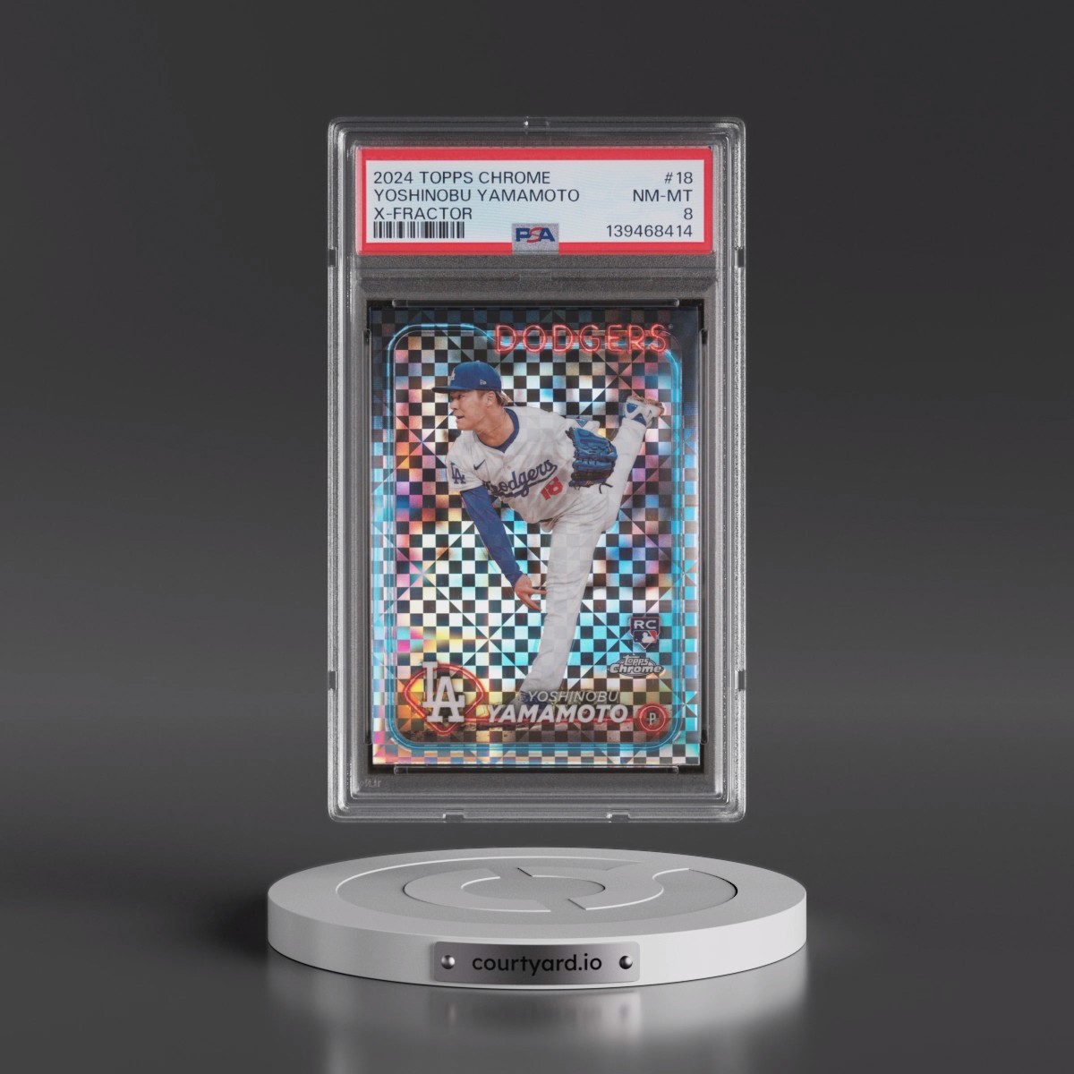 2024 Topps Chrome #18 Yoshinobu Yamamoto - X-Fractor (PSA 8 NM-MT)