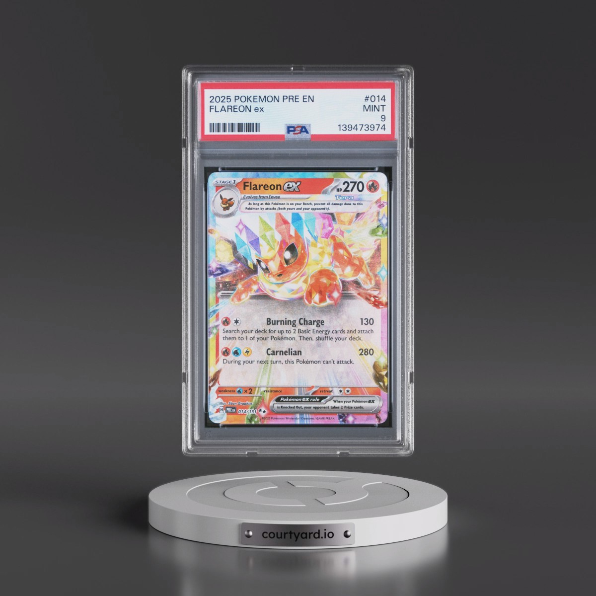 2025 Pokémon Pre EN-Prismatic Evolutions #014 Flareon EX - Holo (PSA 9 MINT)